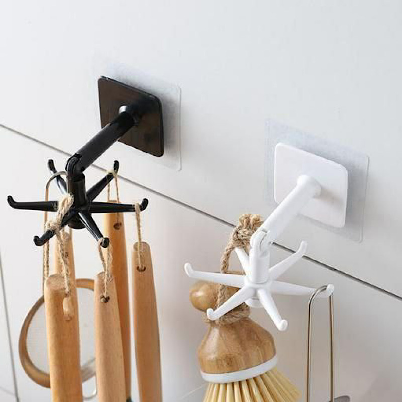 آویز دیواری پایه چرخان کفگیر و ملاقه پشت چسب دار